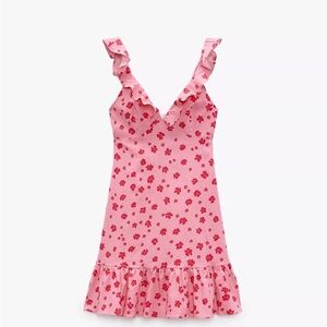 Pink Floral Ruffle Dress